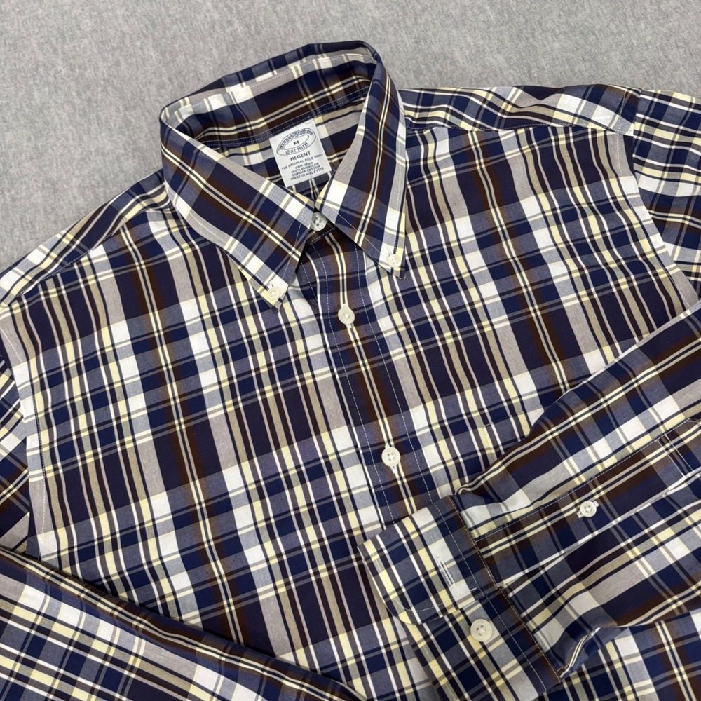 Brooks Brothers Regent Mens M Non-Iron Supima Cotton Plaid Button Down Shirt